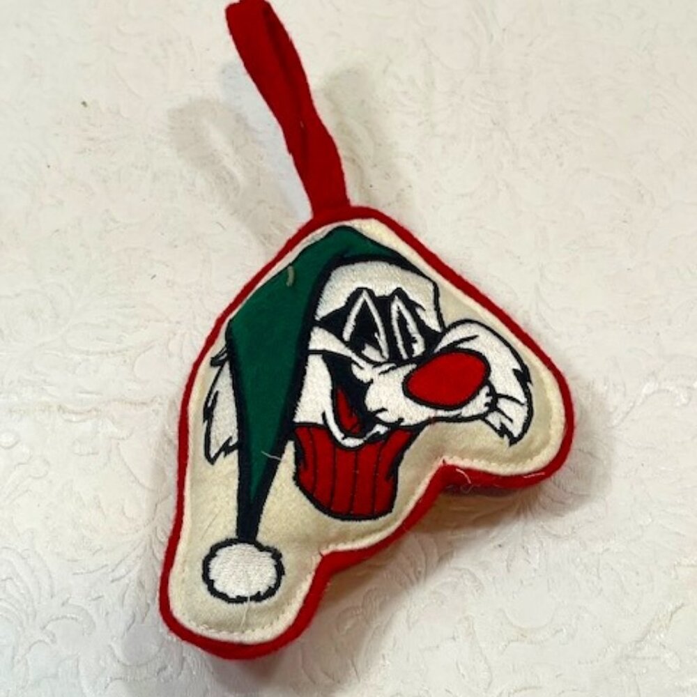 VTG Sylvester Looney Tunes Warner Brothers 1993 Plush Fabric Christmas Ornament